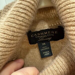 Charter Club Cashmere Cowl Neck Sweater - Beige